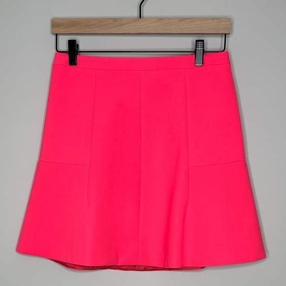 J Crew Flare A-Line Neon Pink Mini Skirt Size 0 - Picture 11 of 12